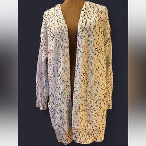 Rainbow Multi Colored Speckled Open-Front Cardigan Sweater